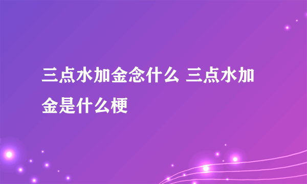 三点水加金念什么 三点水加金是什么梗