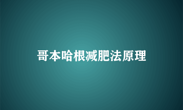 哥本哈根减肥法原理