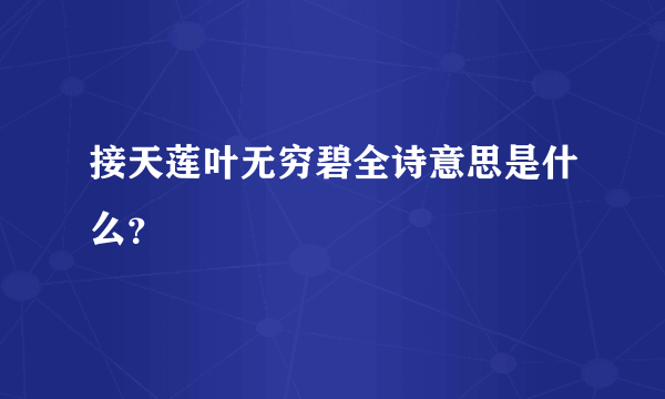 接天莲叶无穷碧全诗意思是什么？