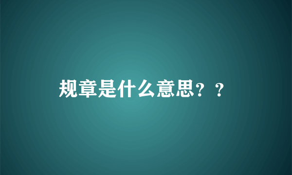 规章是什么意思？？