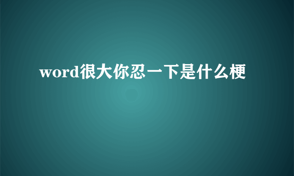 word很大你忍一下是什么梗