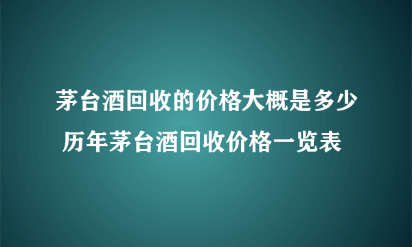 茅台酒回收的价格大概是多少 历年茅台酒回收价格一览表