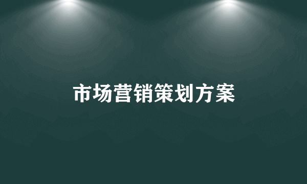 市场营销策划方案