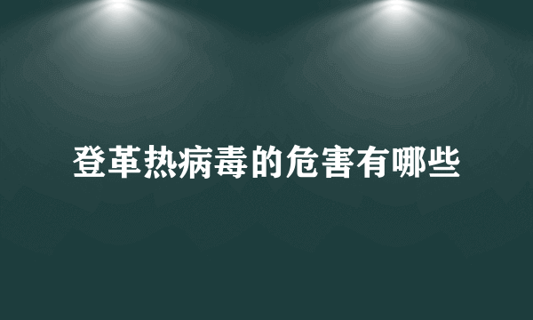 登革热病毒的危害有哪些