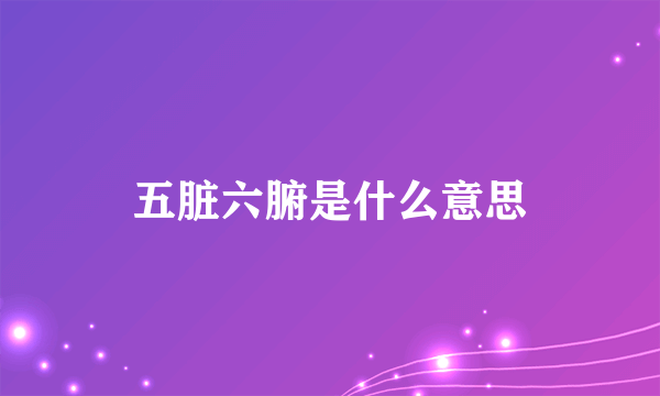 五脏六腑是什么意思