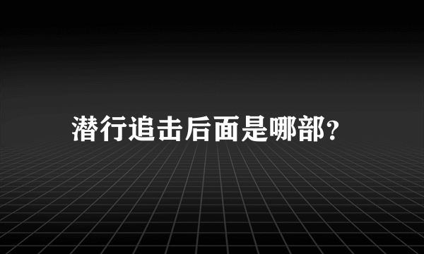 潜行追击后面是哪部？