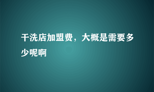 干洗店加盟费，大概是需要多少呢啊