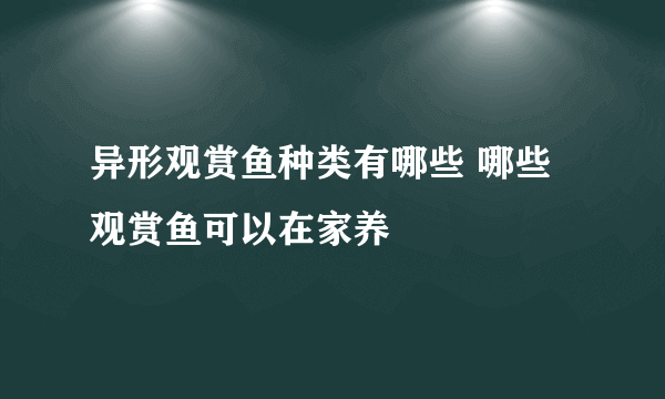 异形观赏鱼种类有哪些 哪些观赏鱼可以在家养