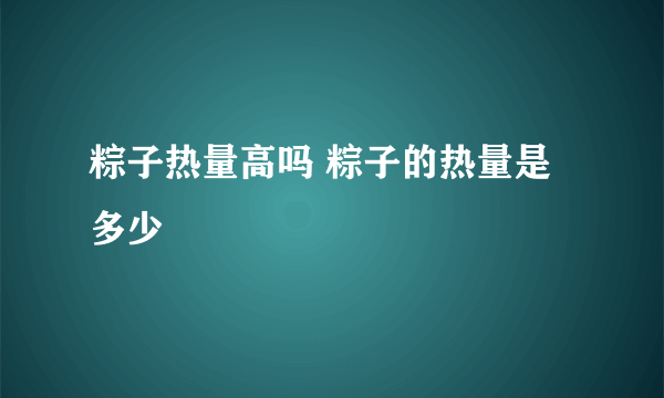 粽子热量高吗 粽子的热量是多少