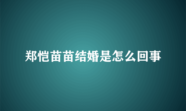 郑恺苗苗结婚是怎么回事