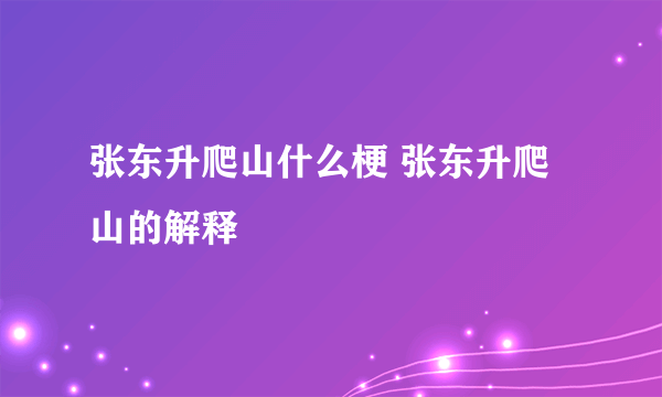 张东升爬山什么梗 张东升爬山的解释