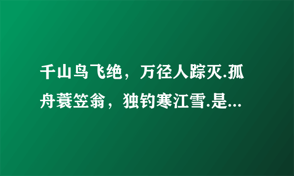 千山鸟飞绝，万径人踪灭.孤舟蓑笠翁，独钓寒江雪.是什么意思