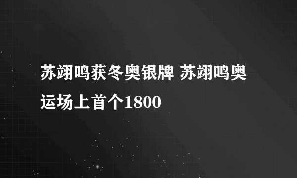 苏翊鸣获冬奥银牌 苏翊鸣奥运场上首个1800