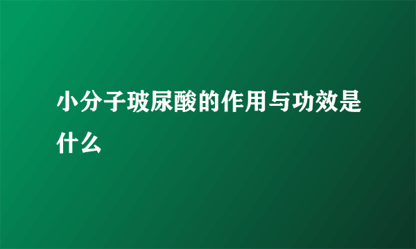 小分子玻尿酸的作用与功效是什么