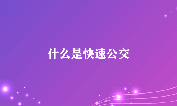 什么是快速公交