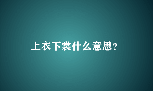 上衣下裳什么意思？