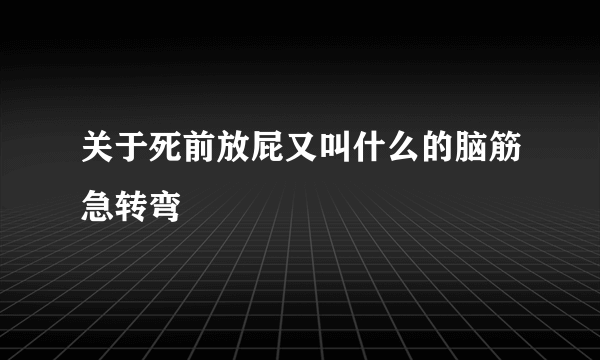 关于死前放屁又叫什么的脑筋急转弯