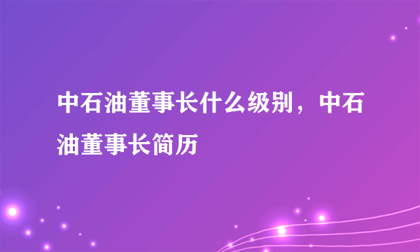 中石油董事长什么级别，中石油董事长简历