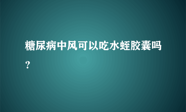 糖尿病中风可以吃水蛭胶囊吗？