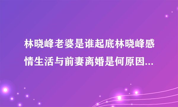 林晓峰老婆是谁起底林晓峰感情生活与前妻离婚是何原因-飞外网