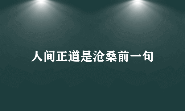 人间正道是沧桑前一句