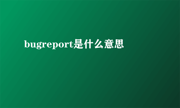 bugreport是什么意思