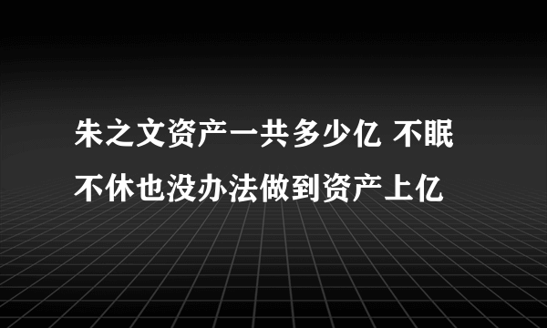 朱之文资产一共多少亿 不眠不休也没办法做到资产上亿