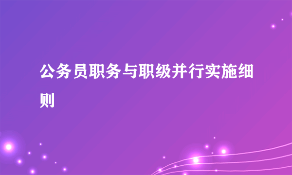 公务员职务与职级并行实施细则