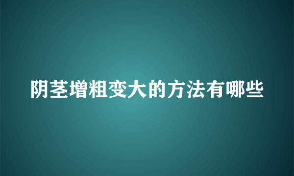 阴茎增粗变大的方法有哪些