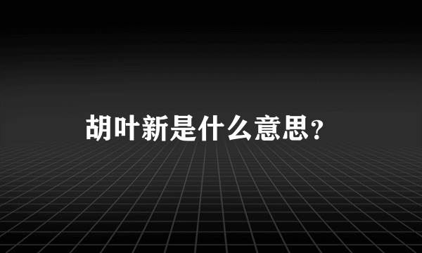 胡叶新是什么意思？