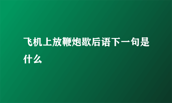 飞机上放鞭炮歇后语下一句是什么