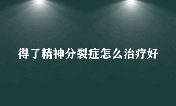 得了精神分裂症怎么治疗好