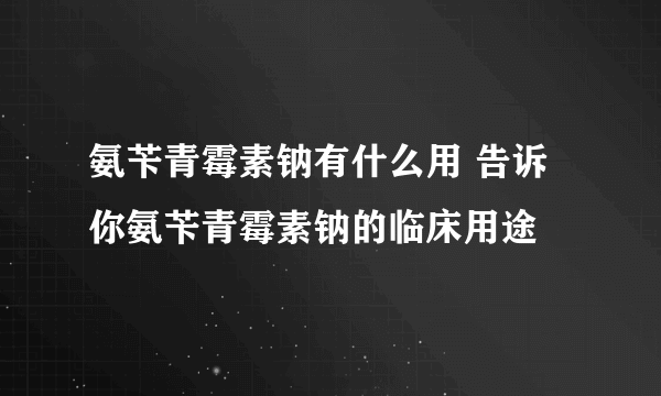 氨苄青霉素钠有什么用 告诉你氨苄青霉素钠的临床用途