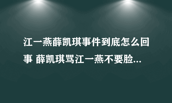 江一燕薛凯琪事件到底怎么回事 薛凯琪骂江一燕不要脸是真的吗