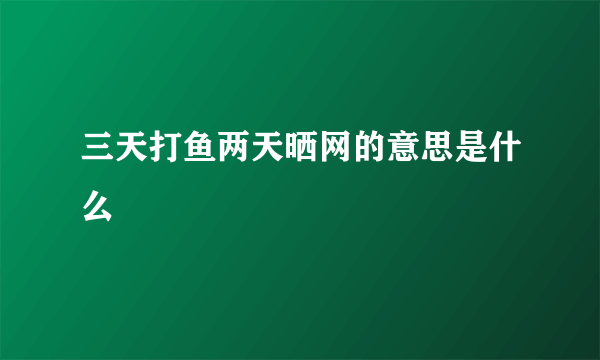 三天打鱼两天晒网的意思是什么