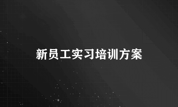 新员工实习培训方案