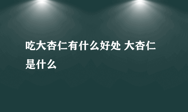 吃大杏仁有什么好处 大杏仁是什么