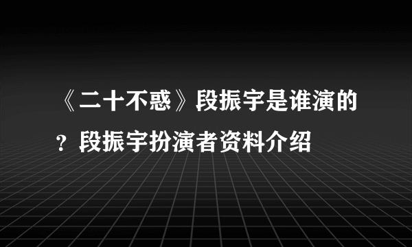 《二十不惑》段振宇是谁演的？段振宇扮演者资料介绍