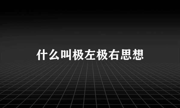 什么叫极左极右思想