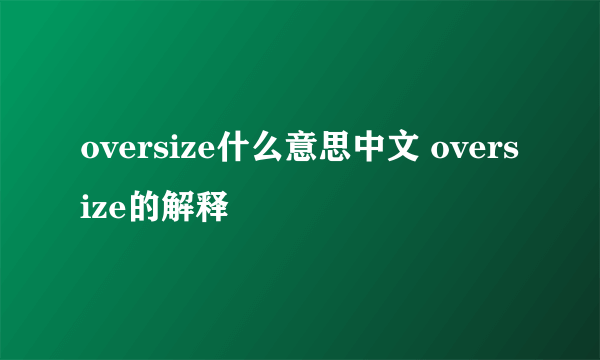 oversize什么意思中文 oversize的解释