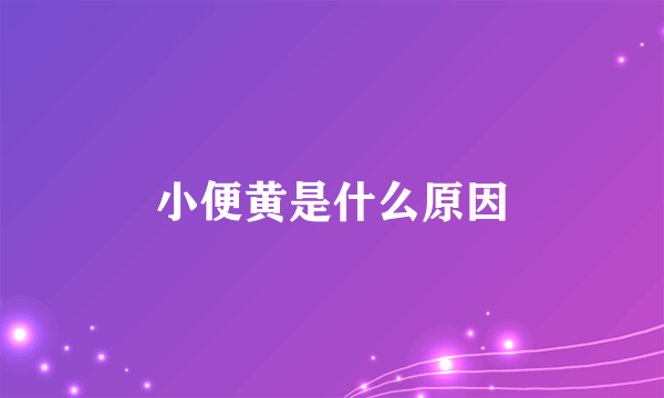 小便黄是什么原因