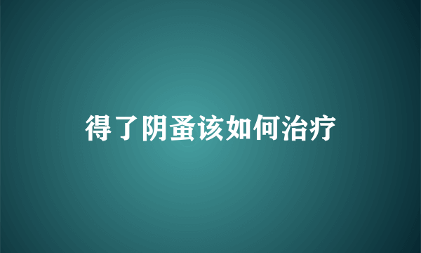 得了阴蚤该如何治疗