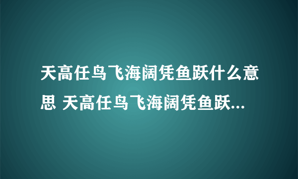 天高任鸟飞海阔凭鱼跃什么意思 天高任鸟飞海阔凭鱼跃出自哪里