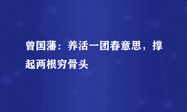 曾国藩：养活一团春意思，撑起两根穷骨头