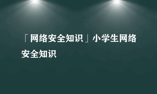 「网络安全知识」小学生网络安全知识