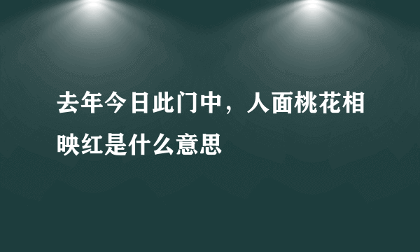 去年今日此门中，人面桃花相映红是什么意思