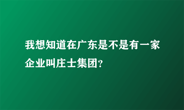 我想知道在广东是不是有一家企业叫庄士集团？