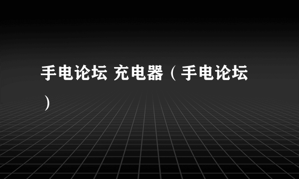 手电论坛 充电器（手电论坛）