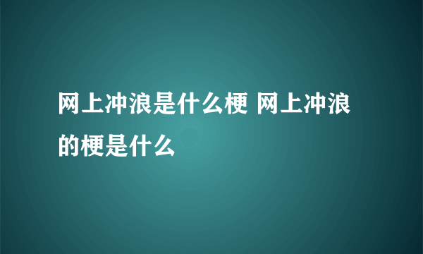 网上冲浪是什么梗 网上冲浪的梗是什么