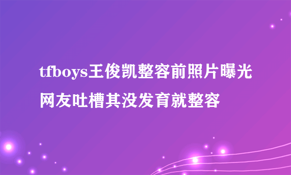 tfboys王俊凯整容前照片曝光网友吐槽其没发育就整容